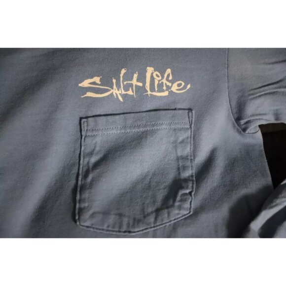 Salt Life Live Salty Pullover Sweatshirt Men S Blue Spell Out LogoGraphic Cotton - Picture 4 of 9